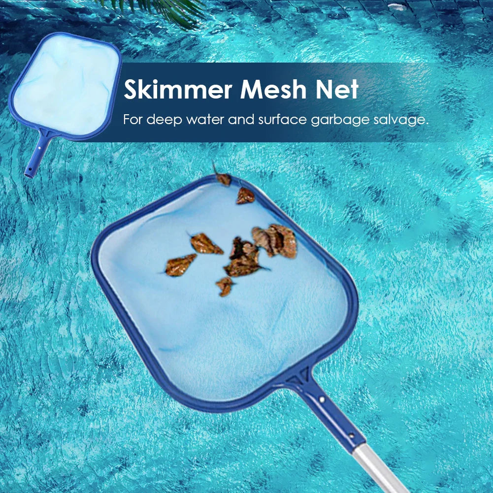 Pool Leaf Skimmer with Long Handle & Heavy Duty Net
