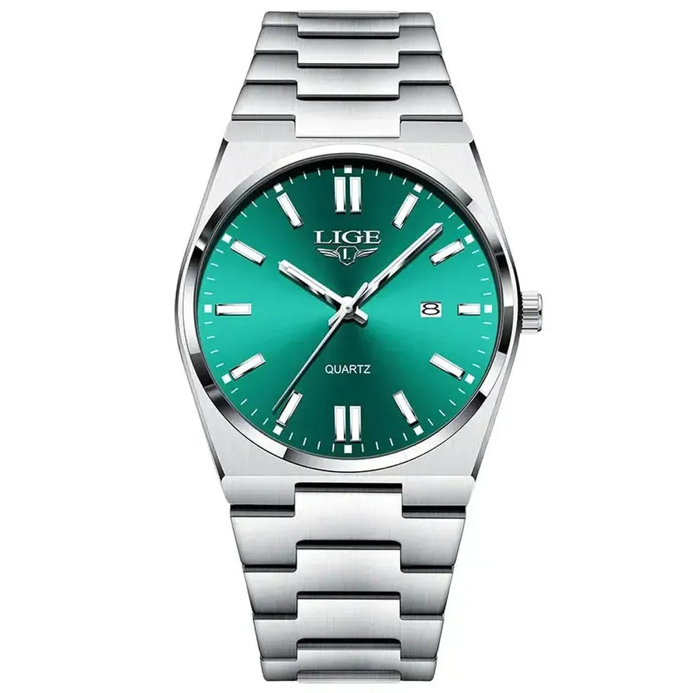 Elegant 40mm Stainless Steel Quartz Date Watch - Luxicro