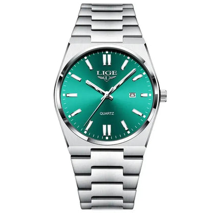 Elegant 40mm Stainless Steel Quartz Date Watch - Luxicro