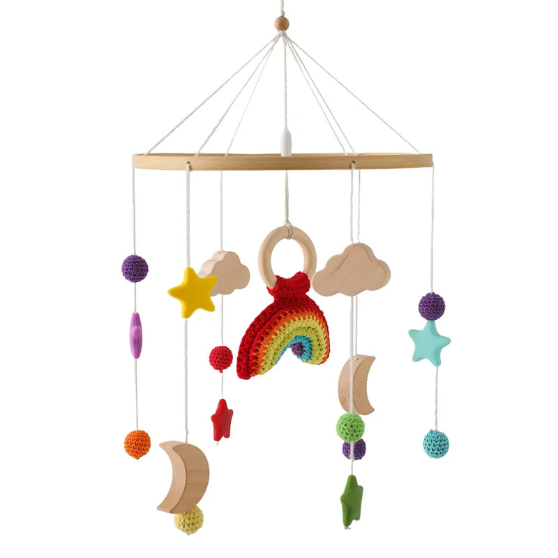 Soft Wood Baby Crib Mobile with Calming Music