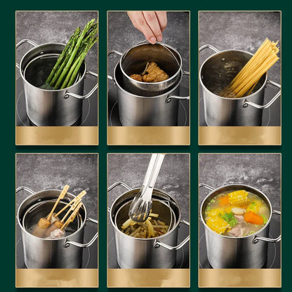Large Non-Stick Fry Pan 3L with Lid and Strainer Set