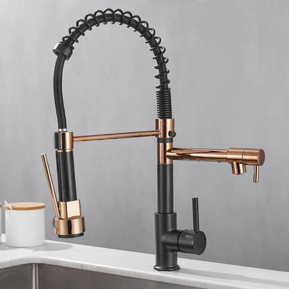 Black and Gold 2 Handle Kitchen Sink Faucet