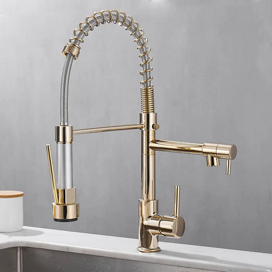 Black and Gold 2 Handle Kitchen Sink Faucet - Luxicro