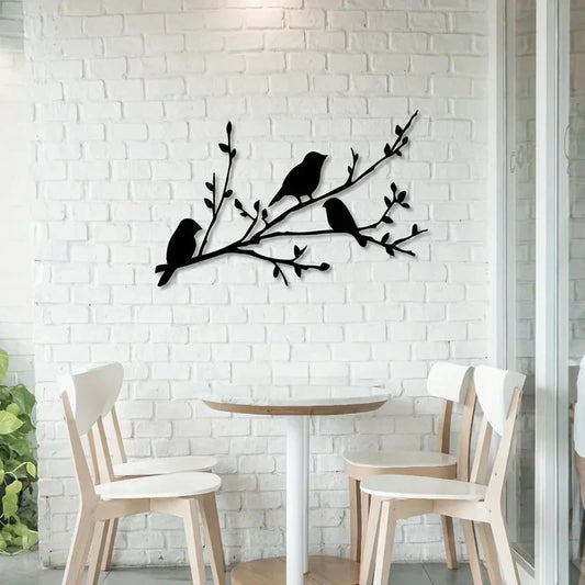 Bird Branch Metal Decor Wall Art - Luxicro
