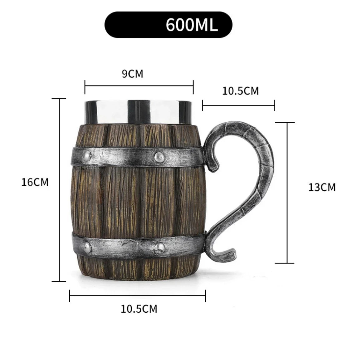 Traditional Viking Style Wood Coffee Mug