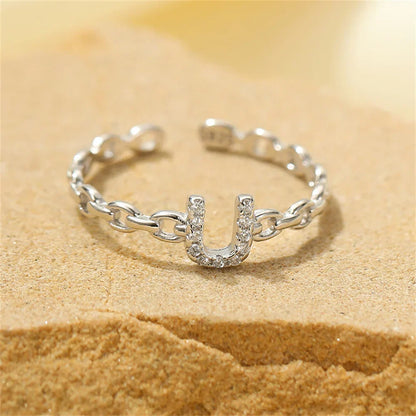 Dainty Diamond Monogram Letter Ring