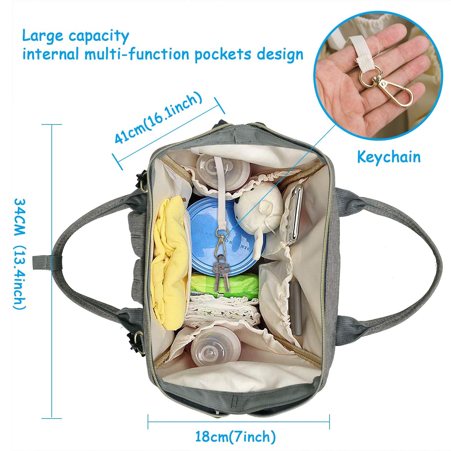 Spacious Baby Diaper Bag USB Backpack