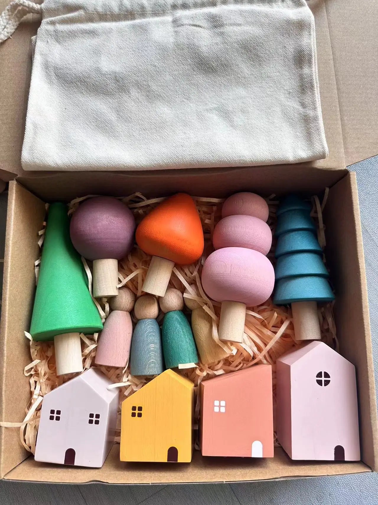 Colorful Wood Stacking Blocks Toy Set for Kids