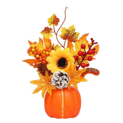 Autumn Decor Pumpkin with Artificial Flowers