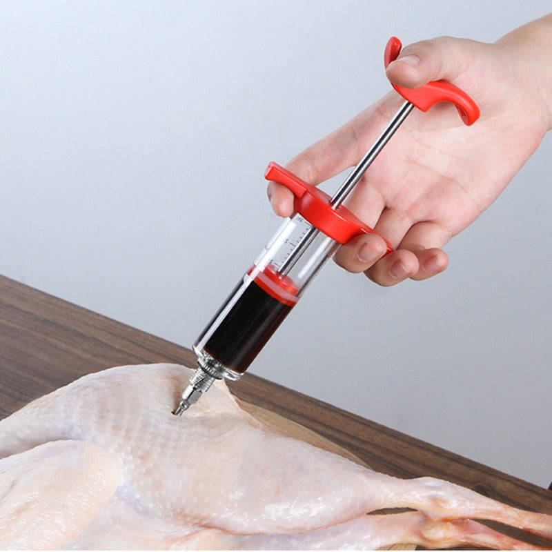 Quick BBQ Meat Syringe with Sharp Steel Needles - Luxicro