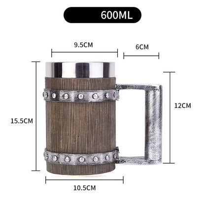 Traditional Viking Style Wood Coffee Mug