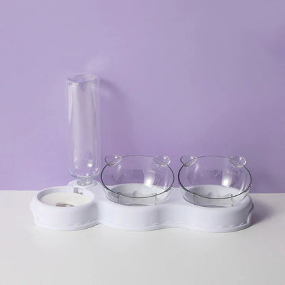Adjustable Pet Feeder 3 Bowl Stand with Water Bottle
