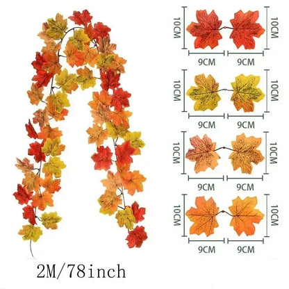 Autumn Maple Leaf Artificial Garland for Home Decor - Luxicro
