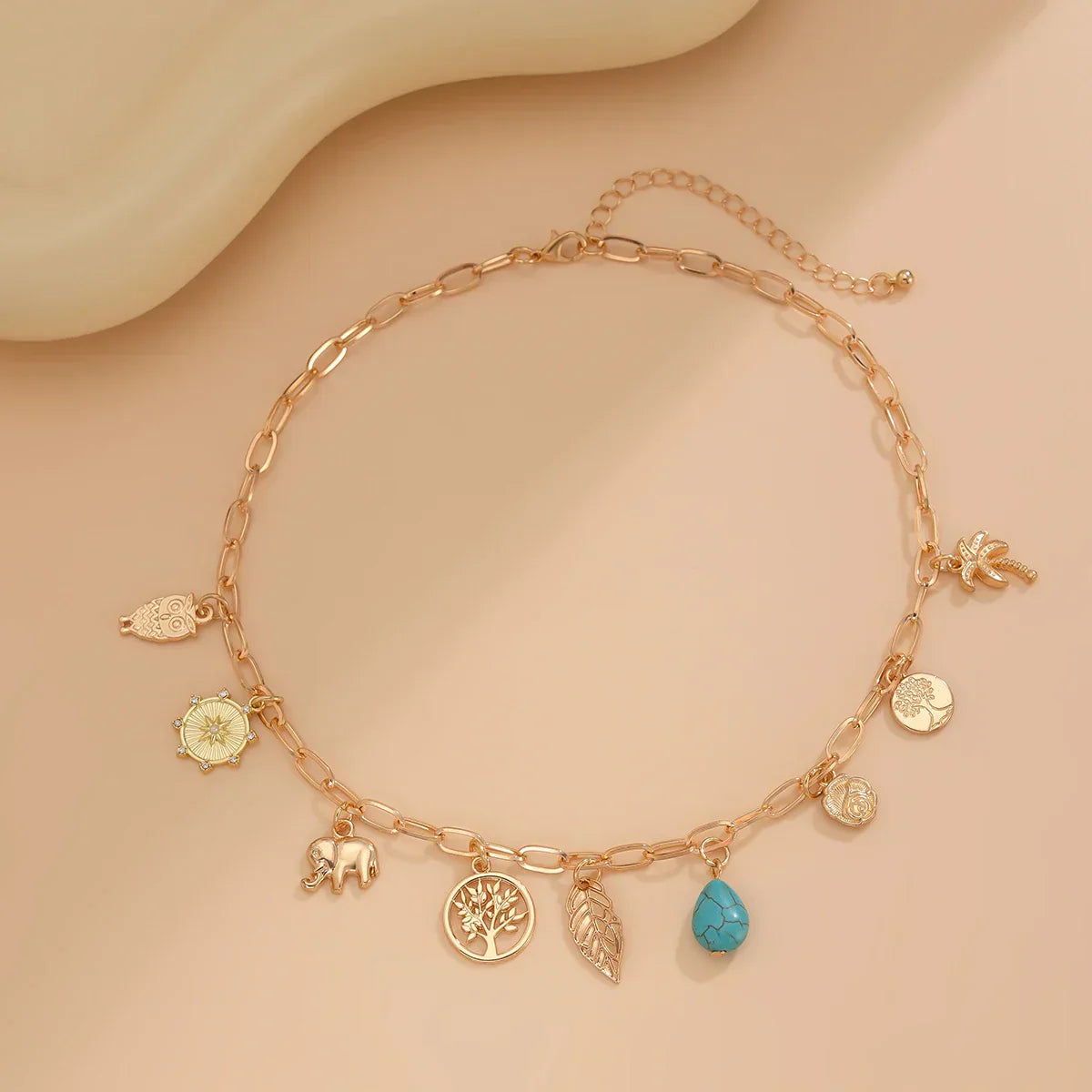 Vibrant Beach Paperclip Drop Necklace