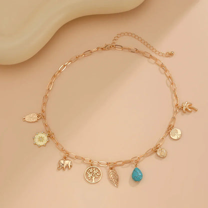 Vibrant Beach Paperclip Drop Necklace