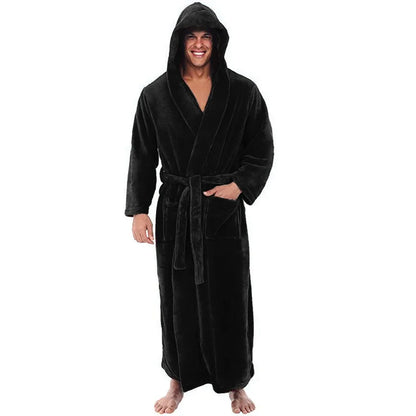 Soft Fleece Hooded Robe for Men with Pockets