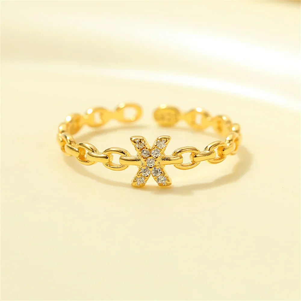 Elegant Initial Diamond Letter Ring
