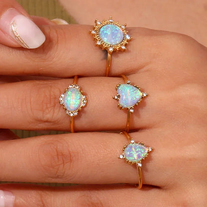 Shiny Gemstone Adjustable Fashion Rings