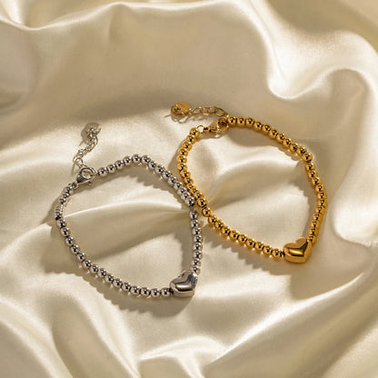 Premium 18k Gold Heart Charm Bracelet