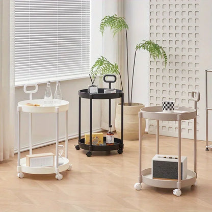 Portable 2-Level Coffee Table with Casters and Grip