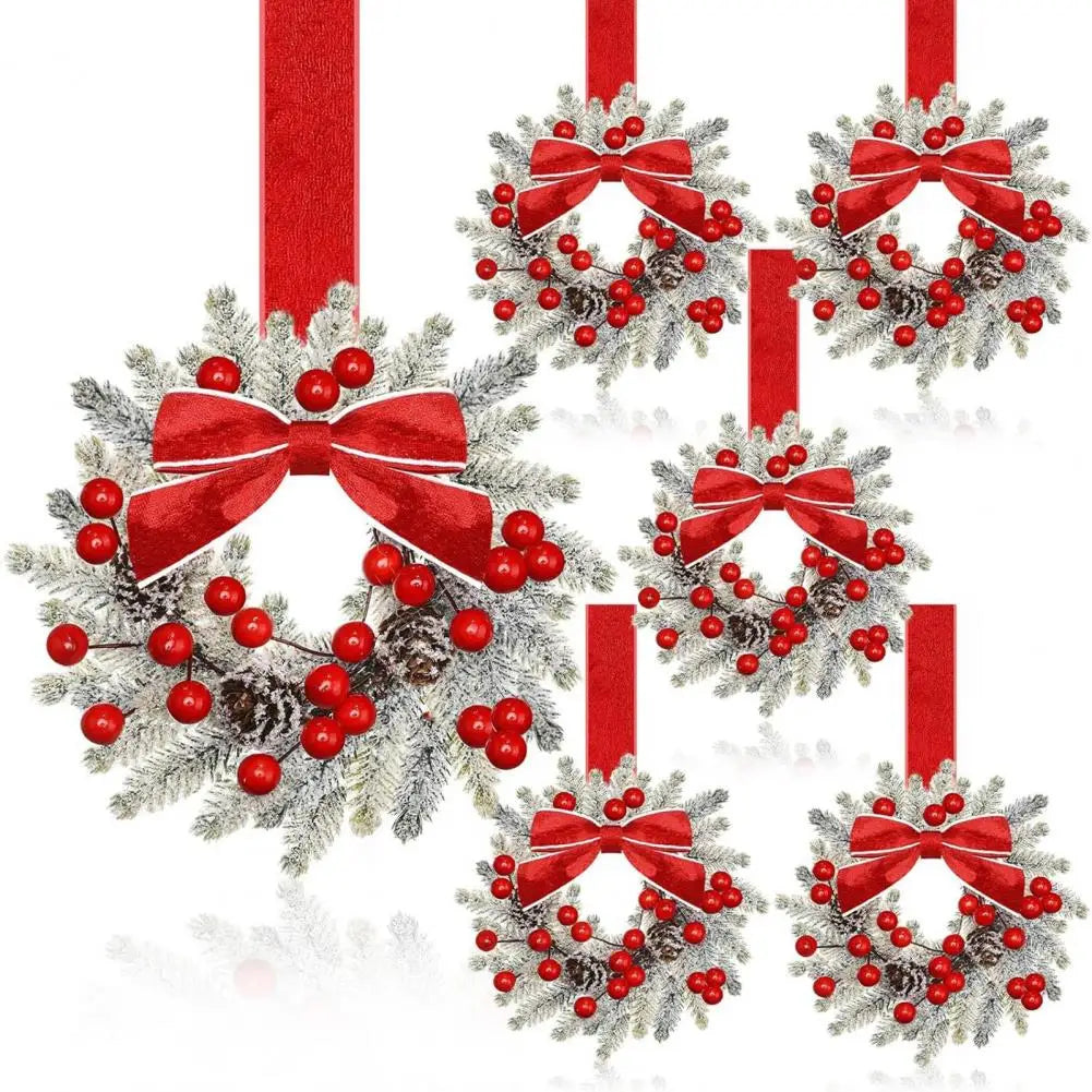 Small Christmas Wreath Set of 6 Artificial Holiday Decor