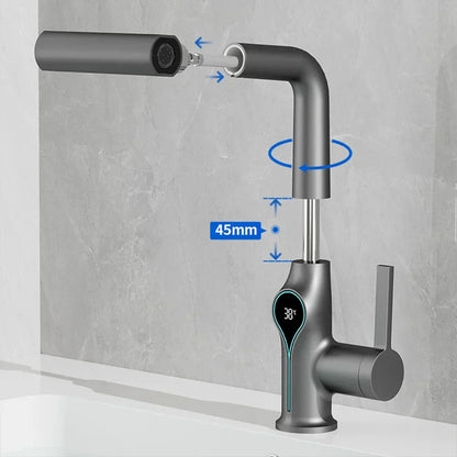 Stylish Touchscreen Bathroom Faucet with Spray Head