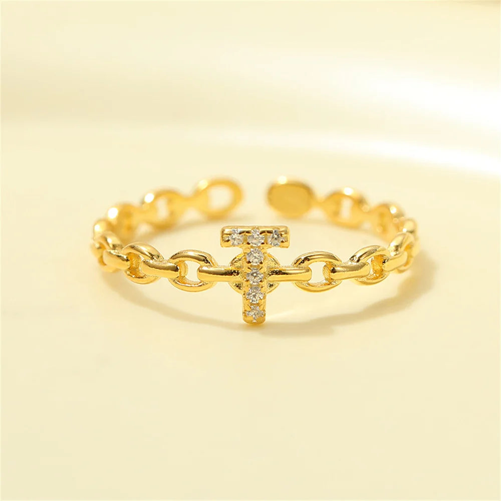 Elegant Initial Diamond Letter Ring