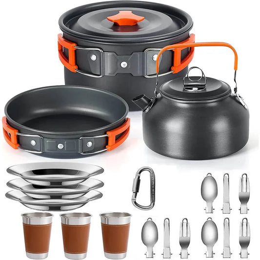 Compact Travel Cookware Set - Durable Easy Clean Camping Kit - Luxicro