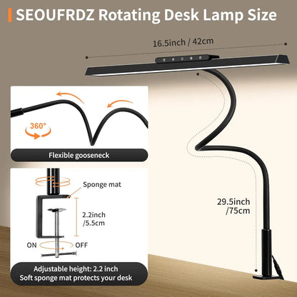 Bright LED Desk Light with Clamp and Adjustable Arm