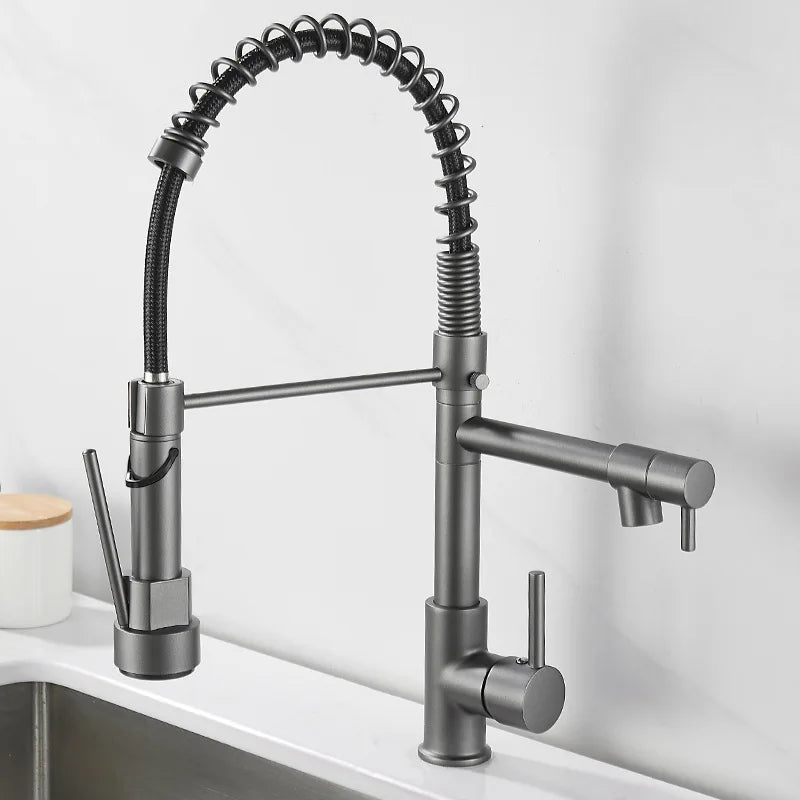 Black and Gold 2 Handle Kitchen Sink Faucet