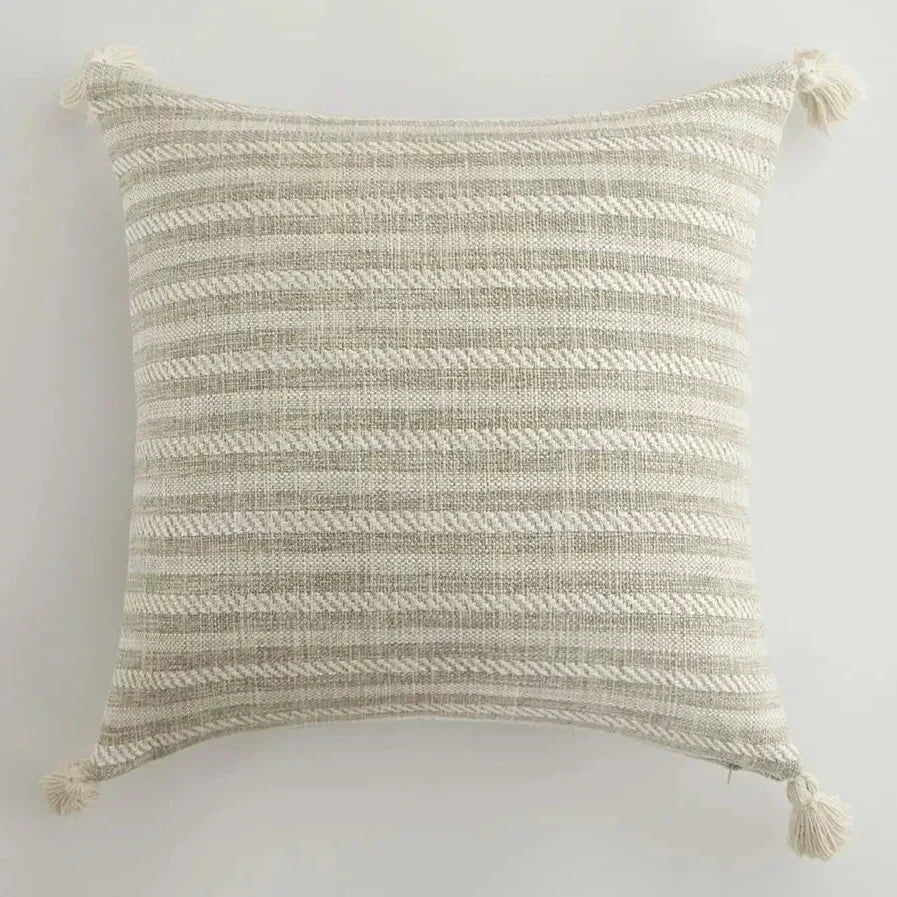 Decorative Throw Pillow Cover with Colorful Tassels