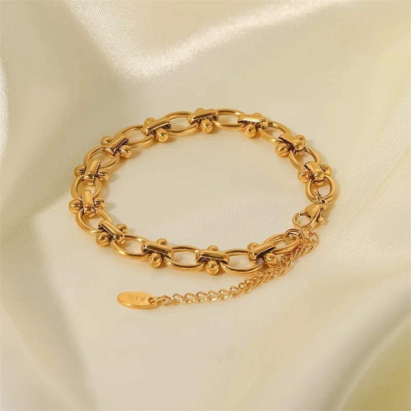 Elegant Oval Stone Bangle Bracelet