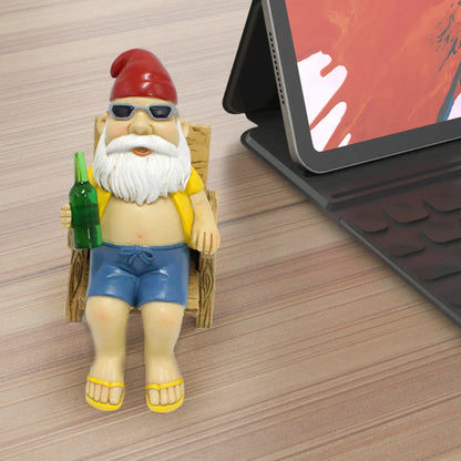 Comical Yard Gnome with Chair Decoration