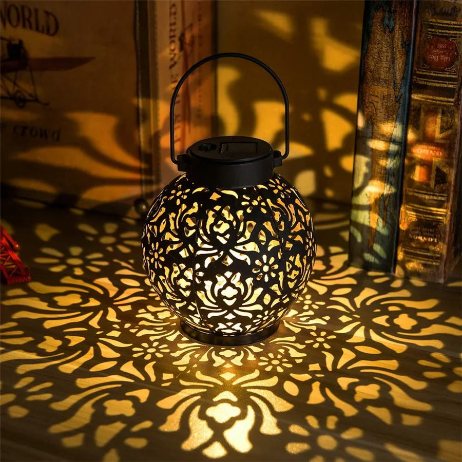 Solar Powered Hanging Garden Lantern with Projection Effect - Luxicro