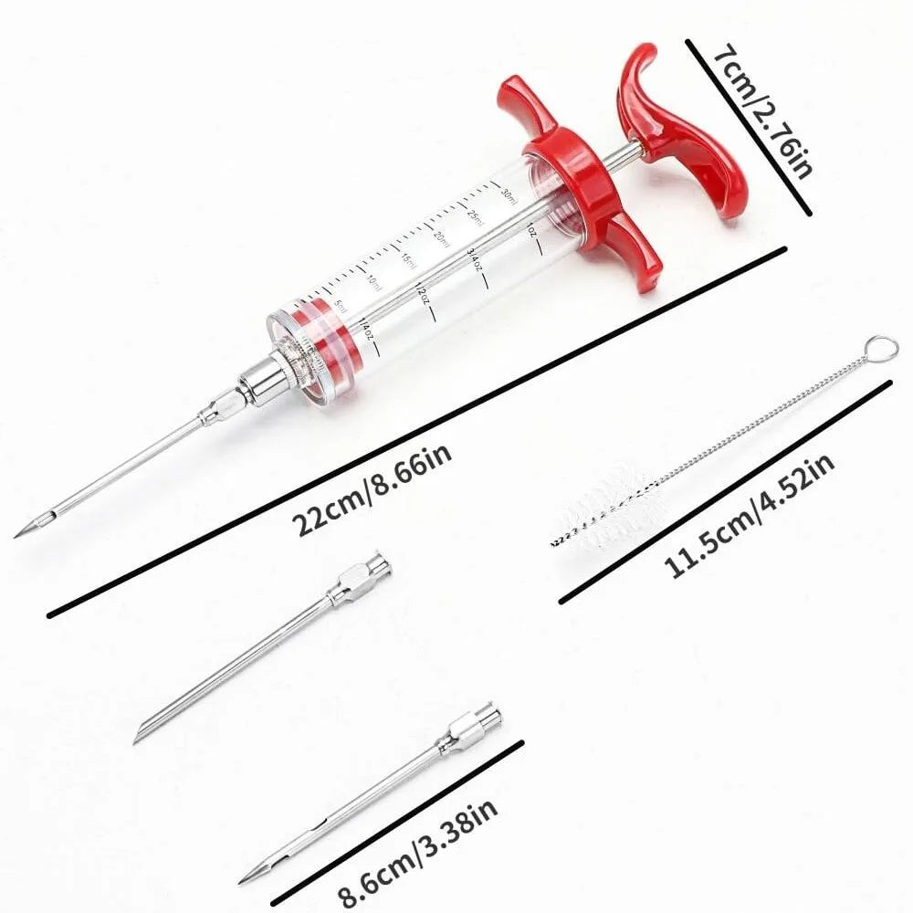 Fast BBQ Meat Syringe with Sharp Steel Needles