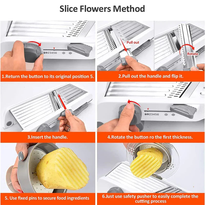 Premium 18-in-1 Vegetable Slicer with Sharp Stainless Steel Blades