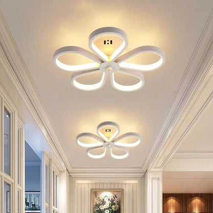 Contemporary LED Ceiling Lamp Glass Shade Metal Frame