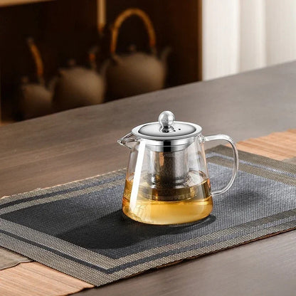 Big Glass Tea Pot with Metal Strainer