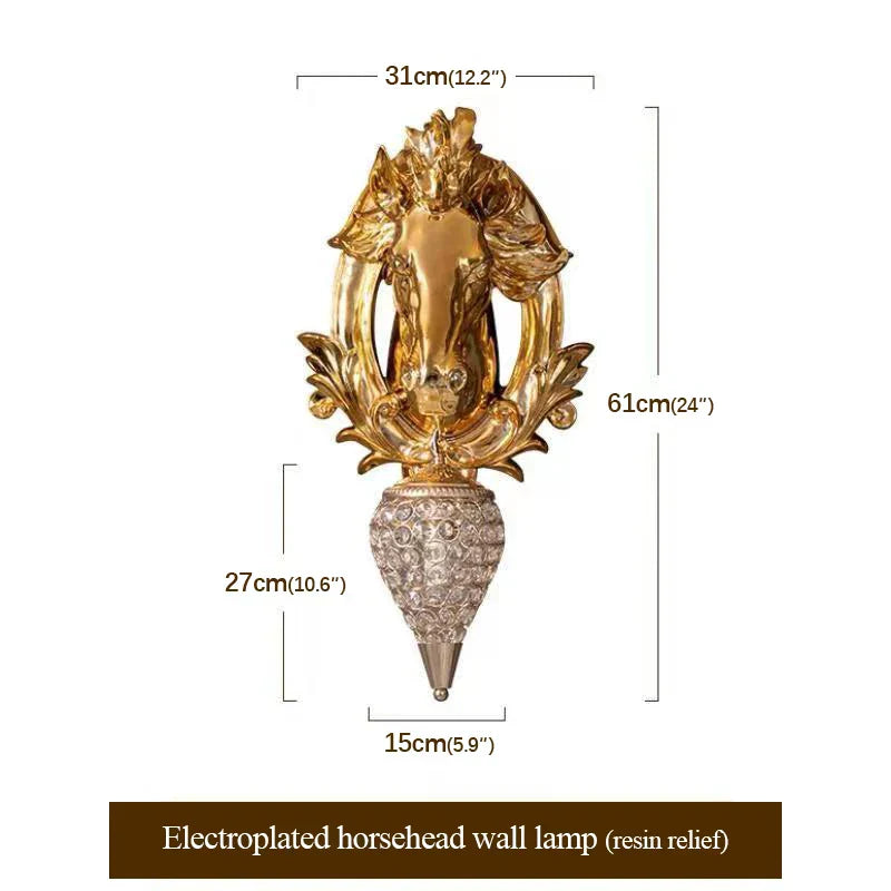 Luxury Horse Design Gold Wall Light