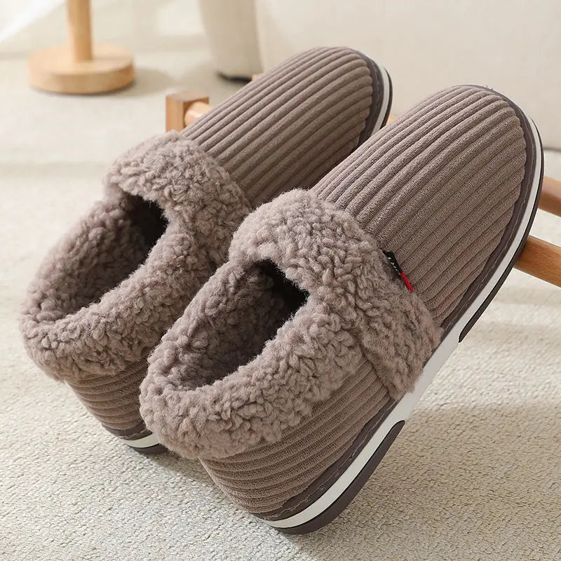 Cozy Couple Plush Slippers with Grip Soles
