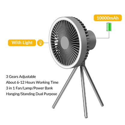 Portable Mini USB Rechargeable Fan Light
