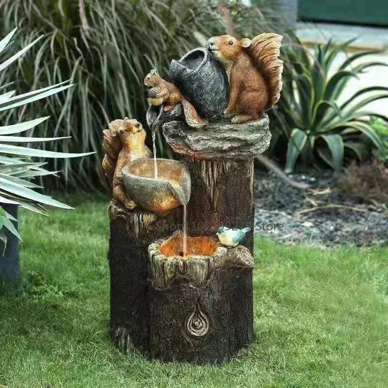 Colorful Solar Powered Garden Fountain Figures