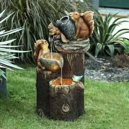 Colorful Solar Powered Garden Fountain Figures