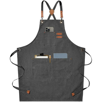 Practical Adjustable Cross Back Apron With Pockets - Luxicro