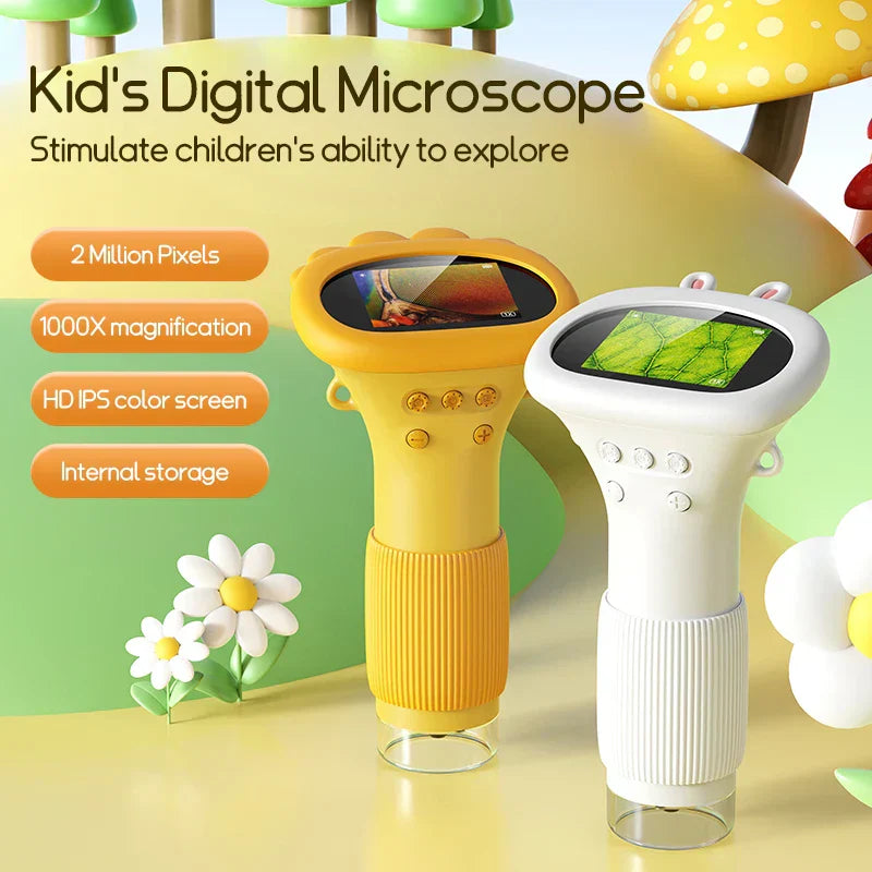 Portable Kids Microscope Set, 2 Inch Pocket Science Kit