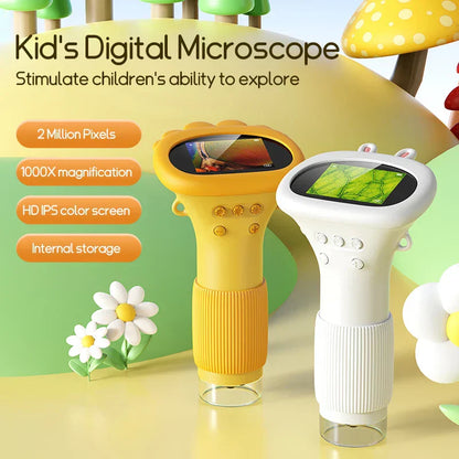Portable Kids Microscope Set, 2 Inch Pocket Science Kit