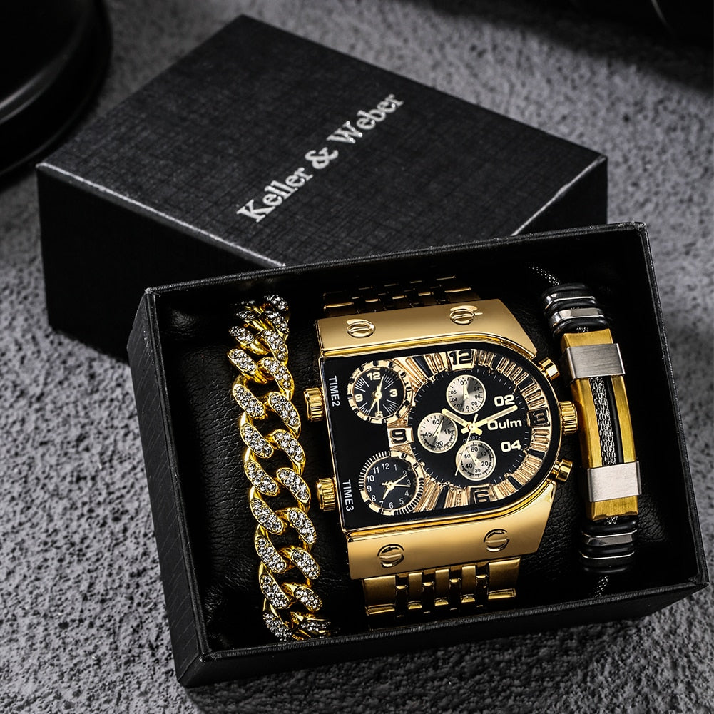 Big Dial Quartz Men's Watch Luxury Gift Set