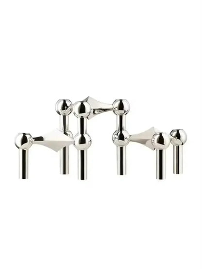 Sleek Metal Candle Holder - Contemporary Silver Stand