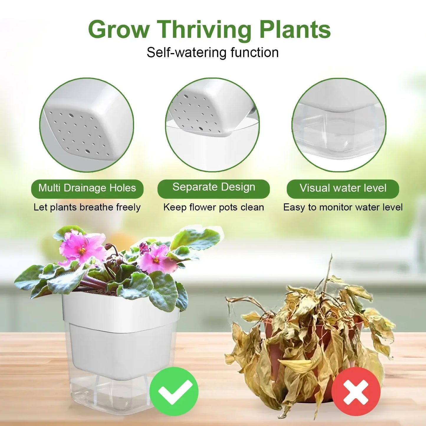 Automatic Self Watering Indoor Plant Pot with Moisture Meter