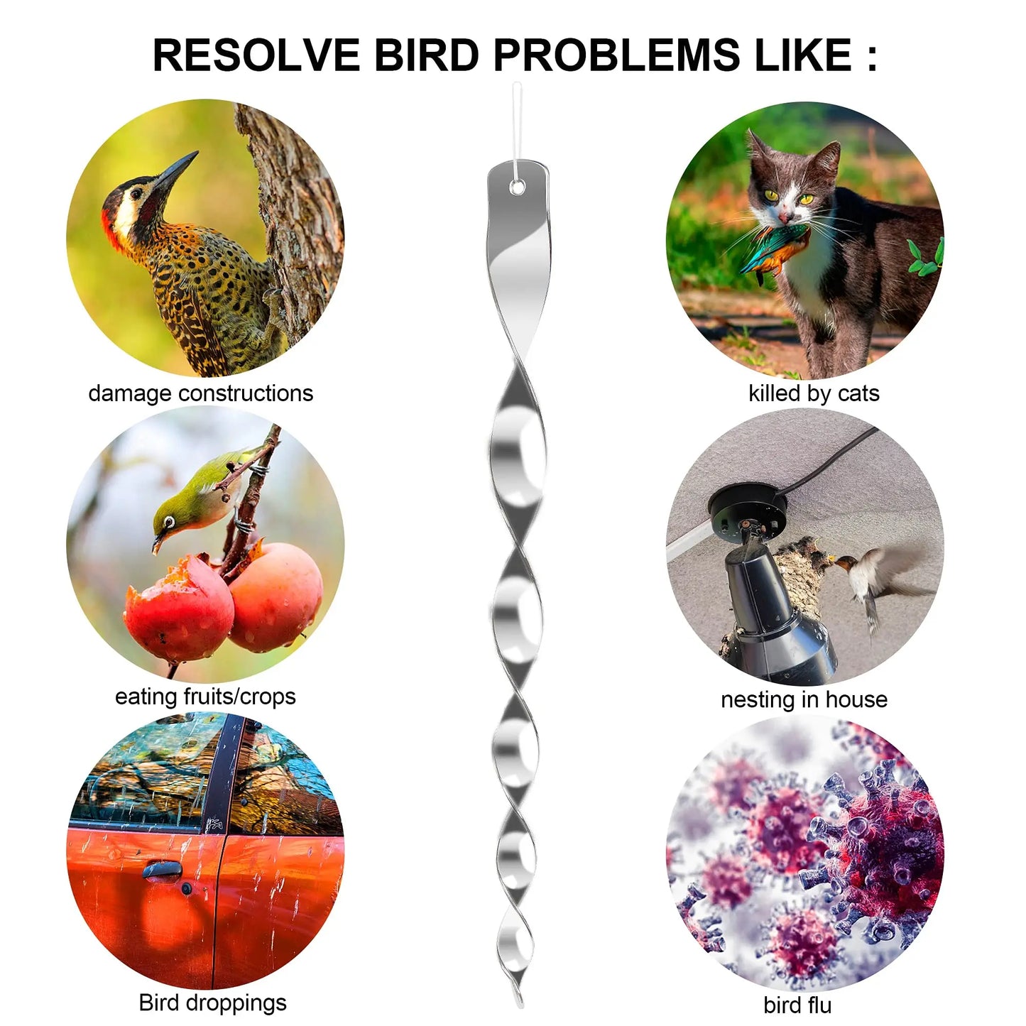 Bird Repellent Spinner Reflectors 12 Pack Garden Protection